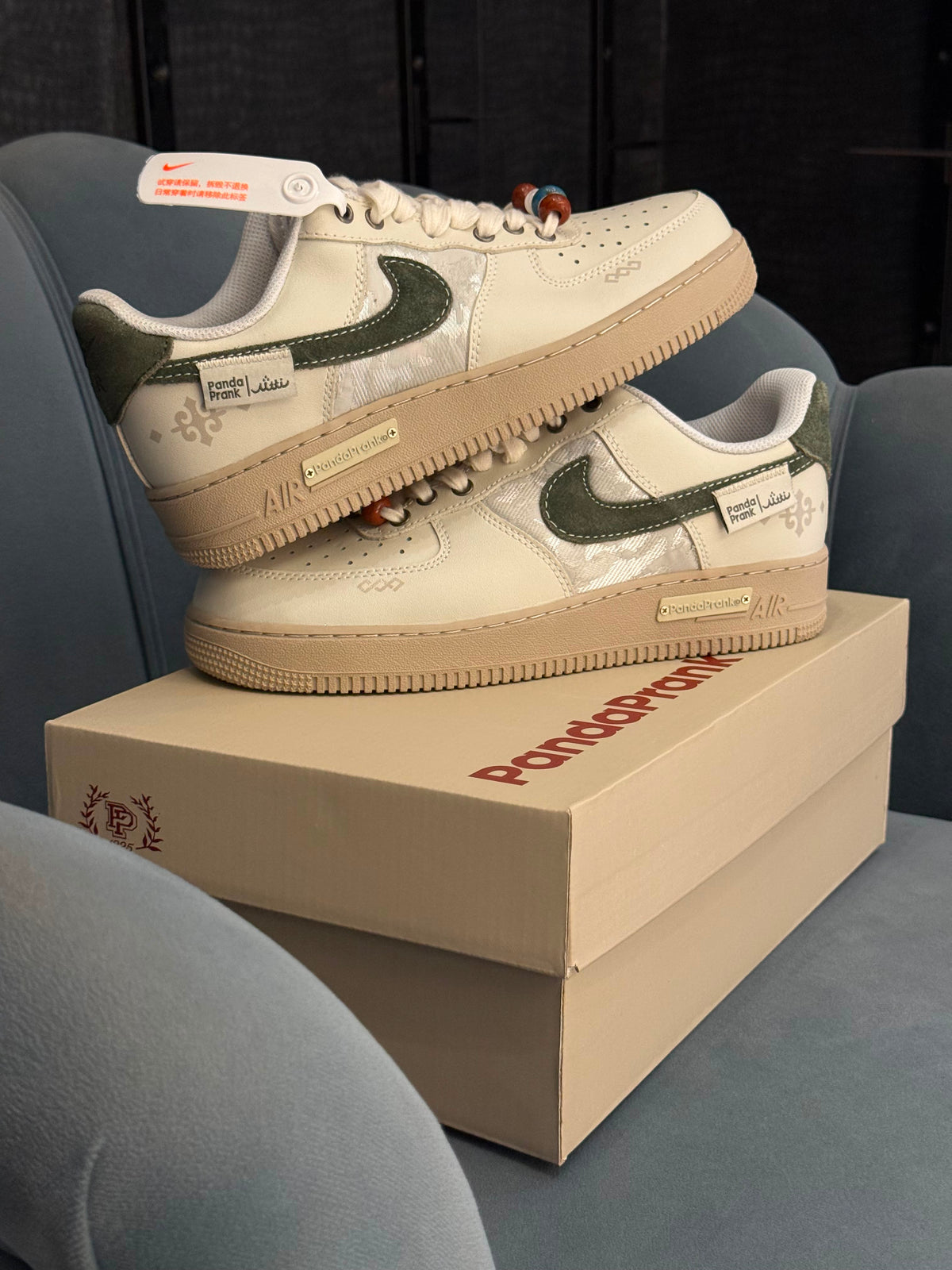 Nike airforce one panda prank green white