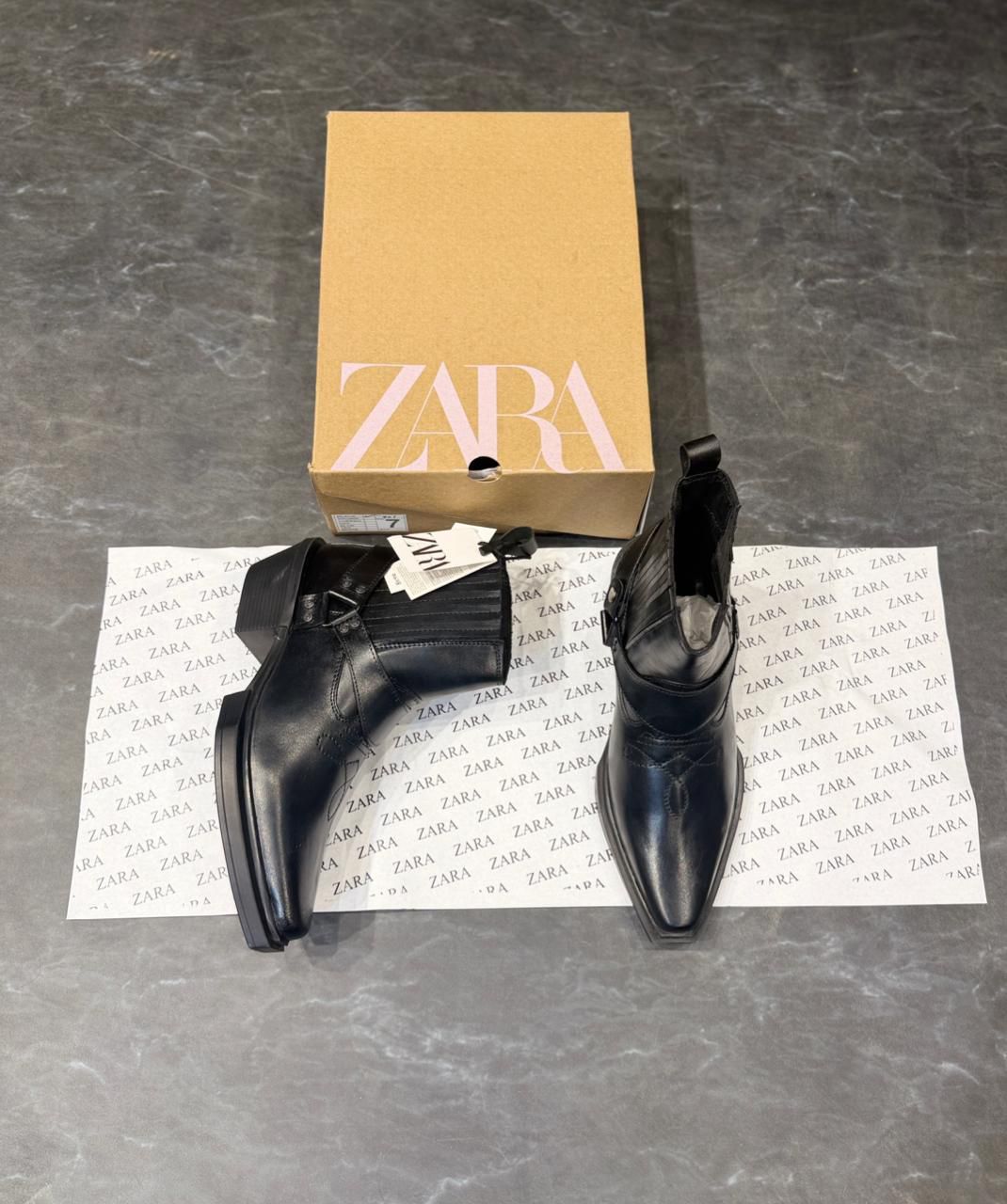 Zara cowboy leather boots