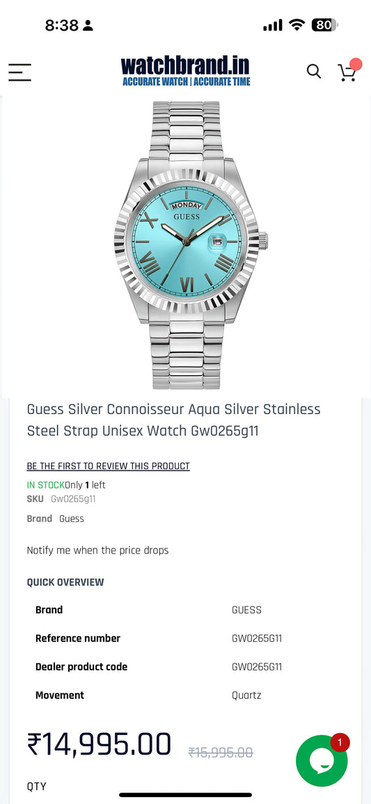 Guess connoisseur aqua