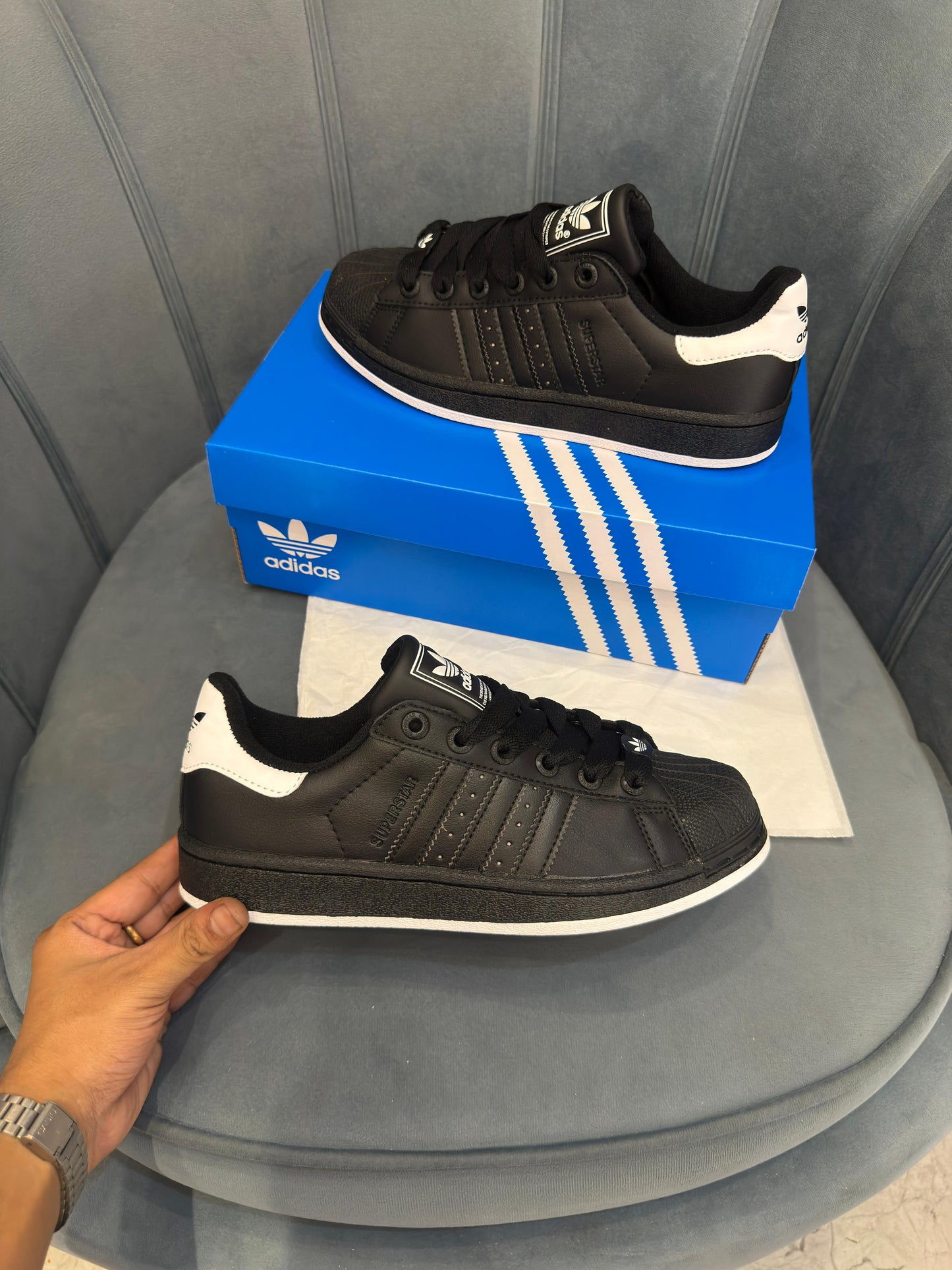 Adidas originals superstar black white sole