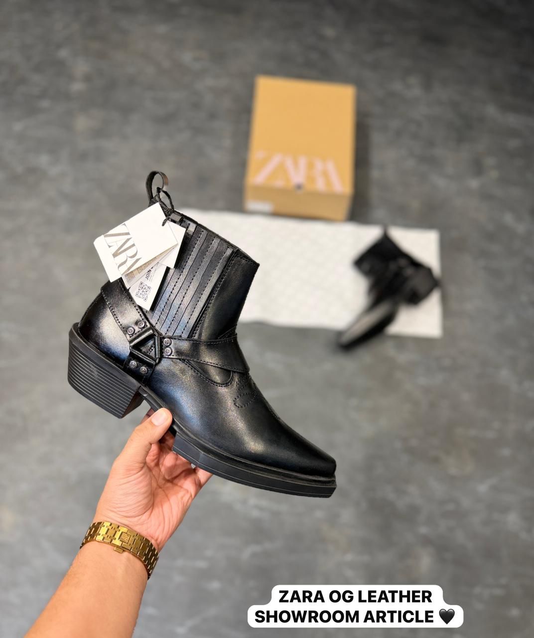 Zara cowboy leather boots